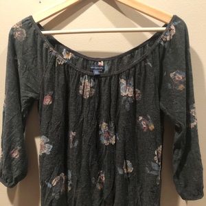 Charcoal off-the-shoulder Printed Top